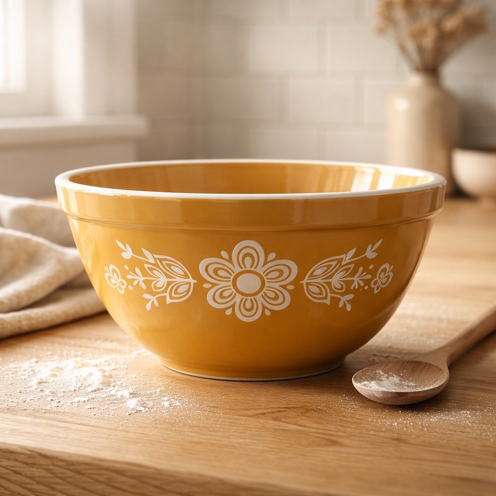 Vintage Pyrex 750 ml Mixing Bowl in Butterfly Gold Pattern